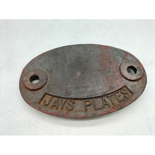 79 - Cast Iron Railway shed plate. 18cm x 12cm. Edgehill Liverpool.