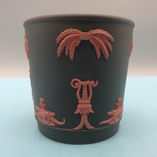 27 - Wedgwood Black and Terracotta Jasper Egyptian 11cm High Planter. A/F