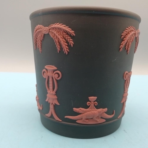 27 - Wedgwood Black and Terracotta Jasper Egyptian 11cm High Planter. A/F