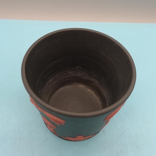 27 - Wedgwood Black and Terracotta Jasper Egyptian 11cm High Planter. A/F