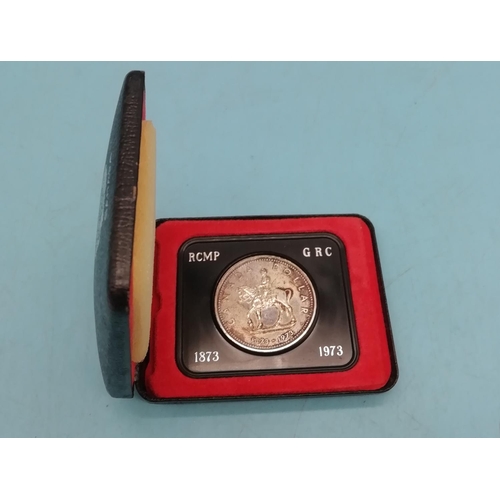 40A - Royal Canadian Mounted Police Centenary 1973 Silver One Dollar in case.