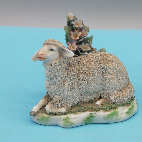 54 - 2 x 18th Century Chelsea Pearlware Figures of a Ram and Lamb bearing Gold Anchor Mark c1760 and Ewe ... 