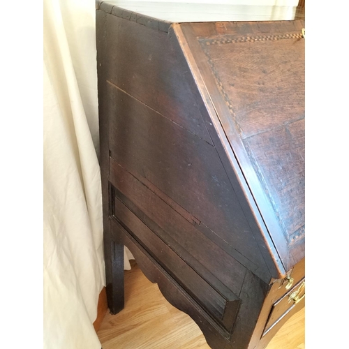 78 - Mid Georgian Oak Bureau on Lion's Paw feet with  Cabriole Legs. 100cm x 78cm x 68cm. This Lot is Col... 