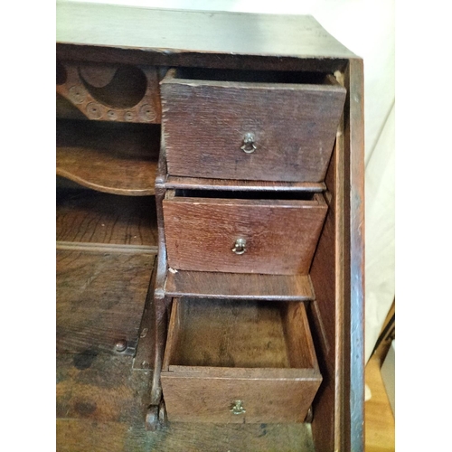 78 - Mid Georgian Oak Bureau on Lion's Paw feet with  Cabriole Legs. 100cm x 78cm x 68cm. This Lot is Col... 