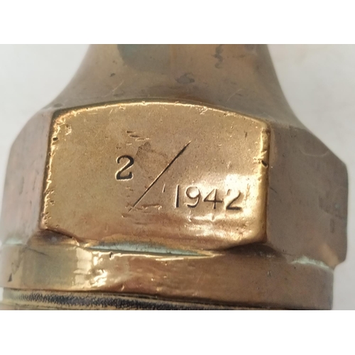 785 - 1939-1942 Bronze/Brass Fire Hose Attachment. 30cm Long.