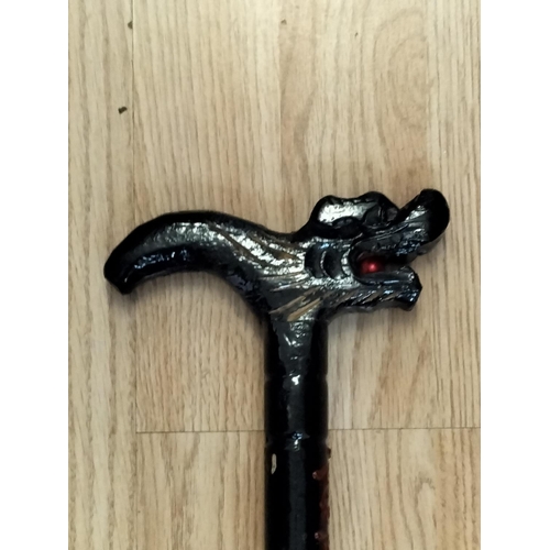 786 - Dragon Design Walking Stick. 90cm Long.