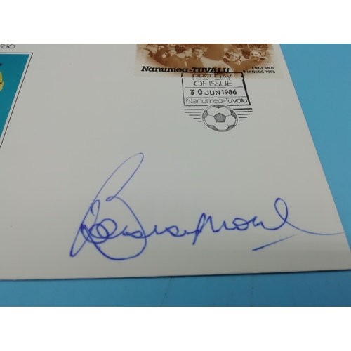 64 - Signed World Cup 1930-1986 First Day Cover Tuvalu 'England' signed by Bobby Moore.