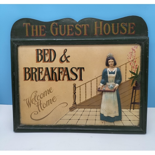 12 - 'Bed and Breakfast' Advertising Sign. 58cm x 49cm.