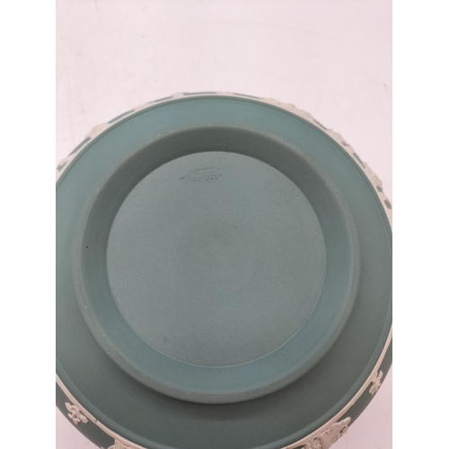 13 - Wedgwood Teal Jasper Bowl. 10cm High, 20cm Diameter.