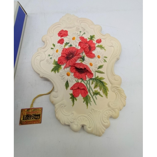 15 - Boxed Bossons Re-Issue 1994-1996 Rococo Poppies Plaque. 25cm x 18cm.