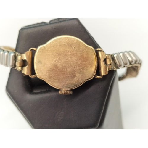 23 - 9ct Gold Case 'Chateau' 17 Jewel Ladies Watch. Requires Service.