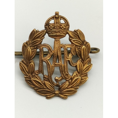 24 - Brass RAF Cap Badge plus Battle of the Atlantic 50th Anniversary, Merseyside Police Pin.