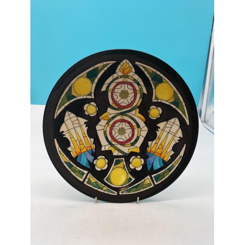 31 - Moorcroft 28cm Charger 'York Minster Rose Window' by Nicola Slaney c2013. Trial Piece, Red Spot.