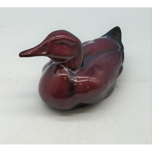 33 - Royal Noulton Flambe 'Noke' Figure of a Duck. 20cm x 10cm.