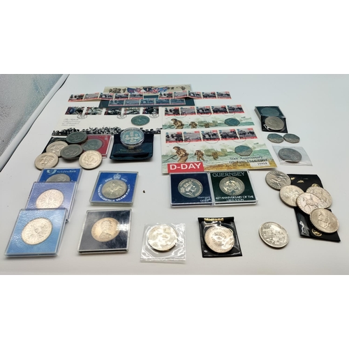 36 - Collection of Commemorative Coins and Stamps.