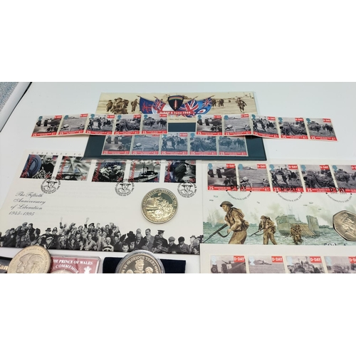 36 - Collection of Commemorative Coins and Stamps.