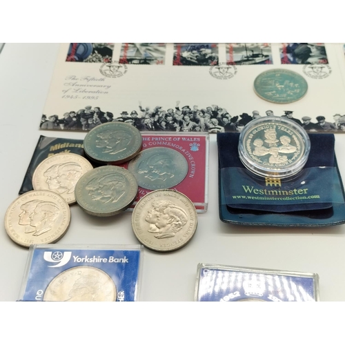 36 - Collection of Commemorative Coins and Stamps.