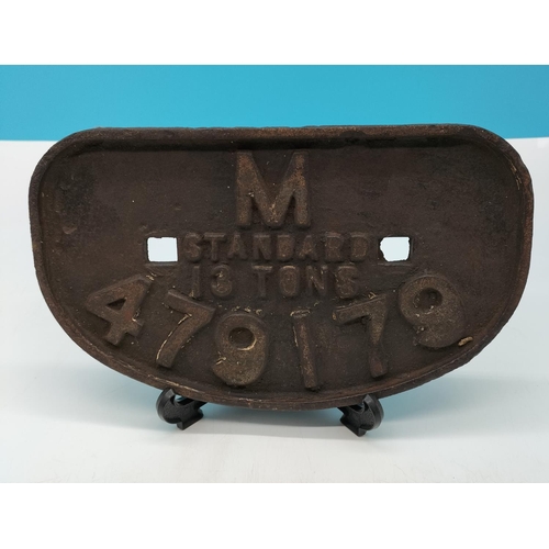 417 - Cast Iron Railway Wagon Number Plate. 28cm x 16cm.