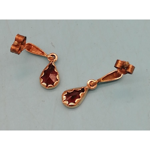 56 - 9ct Gold and Garnet set Earrings.