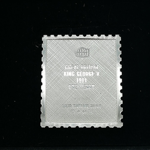 760 - Solid Silver King George V One Penny Stamp.