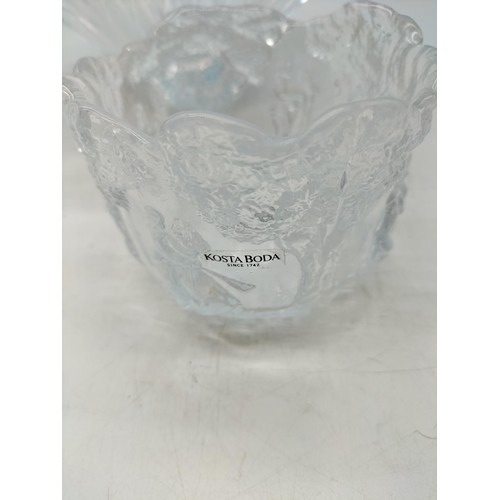 683 - Kosta Boda Glass Tea Light Holder plus Hand Made Rogaska Crystal Bowl. 11cm High, 22cm x 17cm.