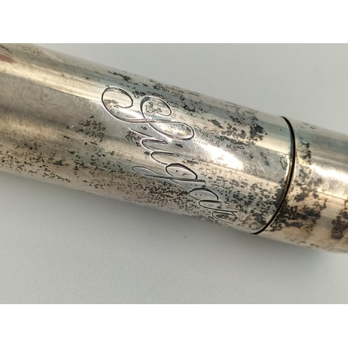 50A - Silver Hallmarked Lipstick Holder. Engraved 'Sugar'.