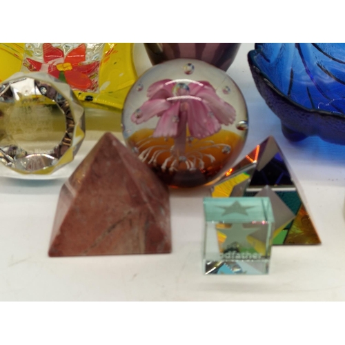 438 - Collection of Glass and Onyx Items to include Vase, Paperweights, Dishes, etc.