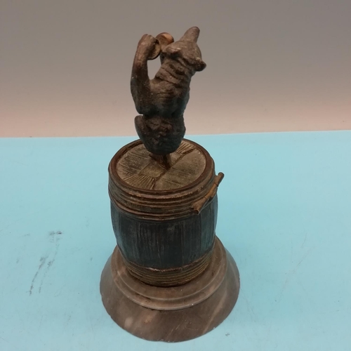 119 - 19th Century Bronze Inkwell depicting a Dancing Bear. Sat on a Stone Base. 14cm High.