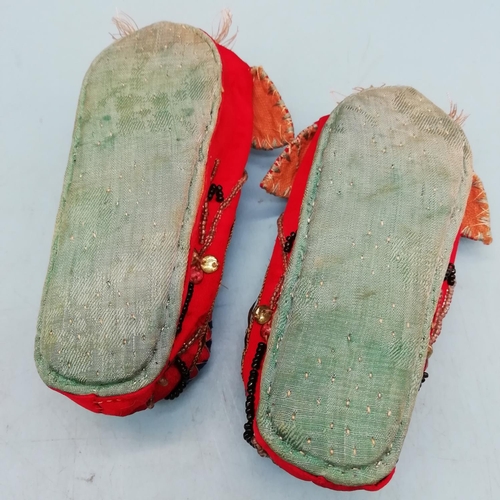 122 - Pair of Children's Chinese Mid Century Silk Slippers.