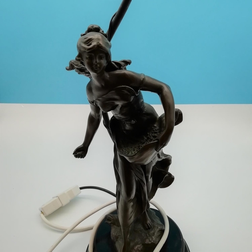 127 - Auguste Moreau Art Deco 58cm Bronze Lamp of a Young Female W/O.