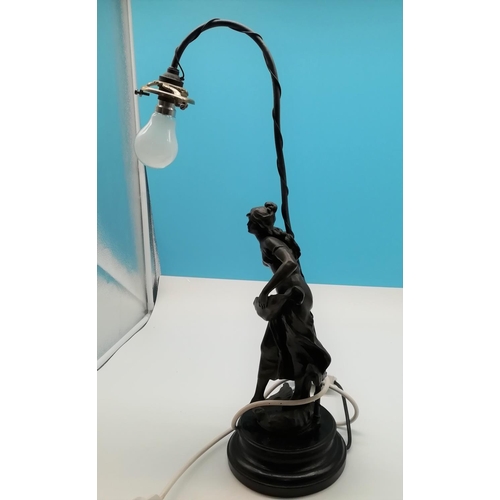 127 - Auguste Moreau Art Deco 58cm Bronze Lamp of a Young Female W/O.