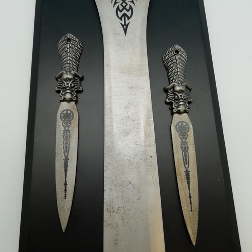 130 - Mounted Fantasy/Warrior Style Sword and Close Combat Knife Set. 100cm Long.