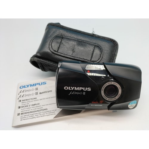 2 - Olympus MJU II Camera with Manual. W/O.