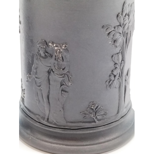 3 - Wedgwood Black Basalt Vases (2). Tallest being 15cm. Tallest c1890-1900 Smaller vase c1930-50