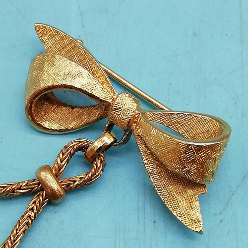 312 - Vintage Corocraft Ladies Suspended Brooch/Watch with Enamel Floral Display. Requires Attention.