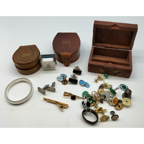 433 - Collection of Mixed Cufflinks, Stud Cases, etc.