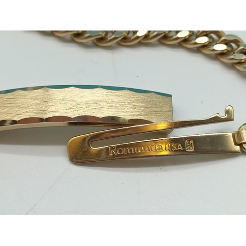 443 - Romunda USA Gold Tone Identity Bracelet.