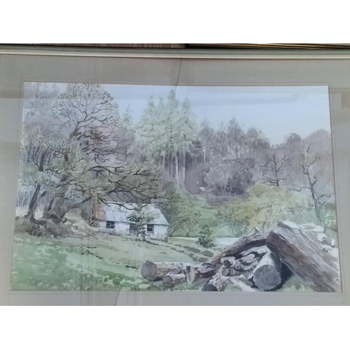 446 - 3 x Framed and Mounted Landscape Scene Watercolours. Some Signed. One has Cracked Glass. Largest bei... 