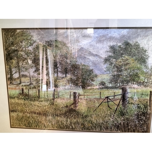 446 - 3 x Framed and Mounted Landscape Scene Watercolours. Some Signed. One has Cracked Glass. Largest bei... 