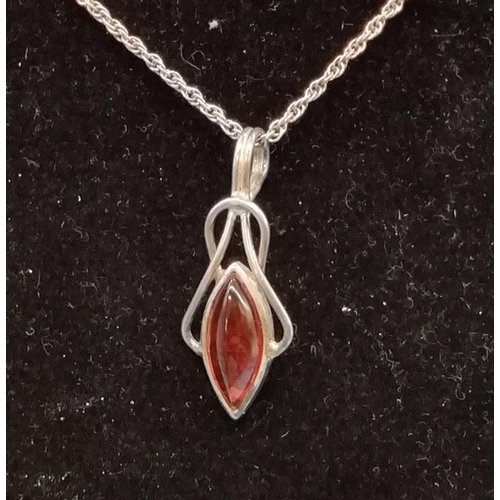 449 - 925 Silver Necklace with Citrine Set Pendant.