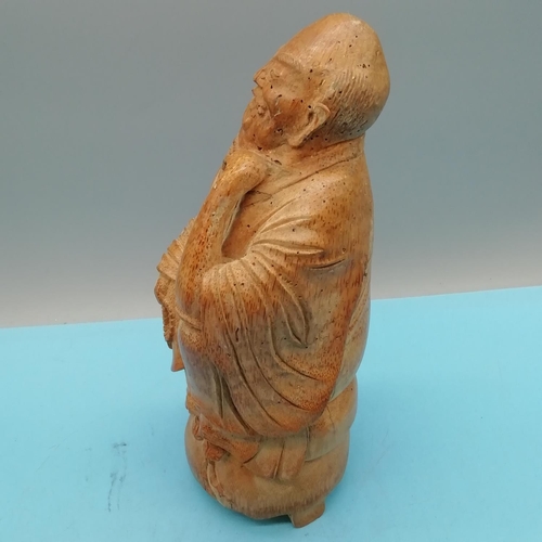 65 - Chinese Carved 24cm Bamboo Figure of a Scholar.