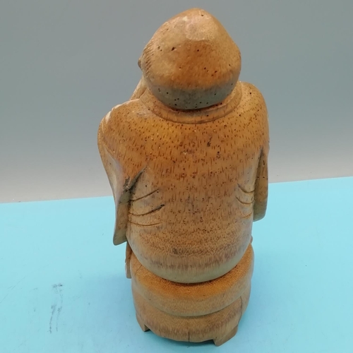 65 - Chinese Carved 24cm Bamboo Figure of a Scholar.