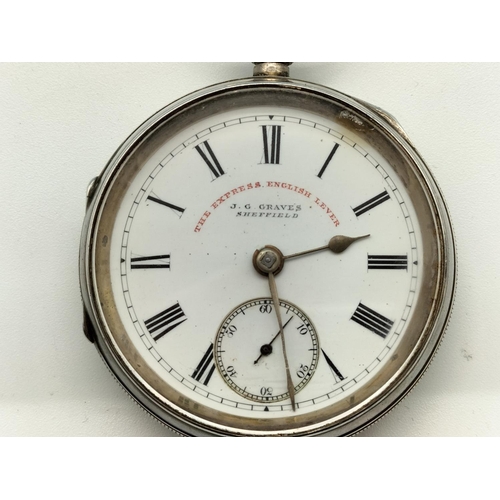 75A - J.G.Graves Sheffield The Express English Lever Pocket Watch With Key. Chester Hallmarked. W/O Rear C... 