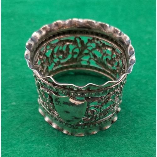 80 - Victorian Silver Hallmarked (Birmingham) Napkin Ring. 21 Grams.