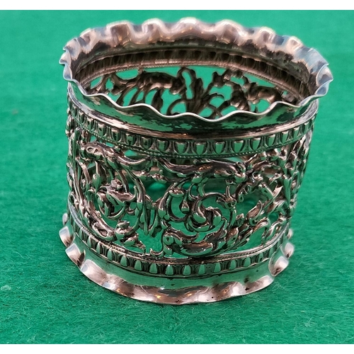 80 - Victorian Silver Hallmarked (Birmingham) Napkin Ring. 21 Grams.