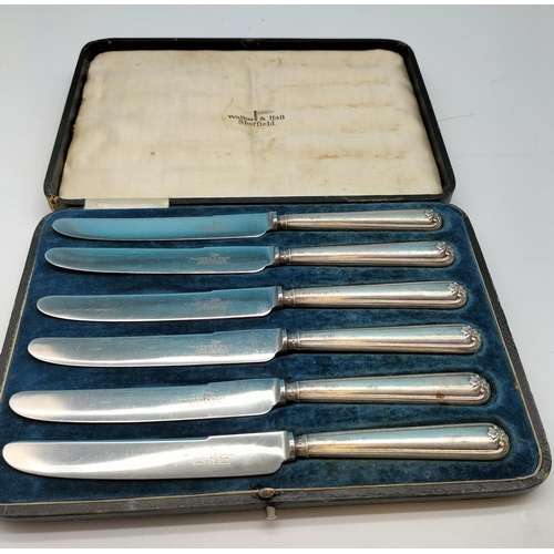 86 - Walker & Hall, Sheffield Cased Silver Hallmarked Handles Knife Set