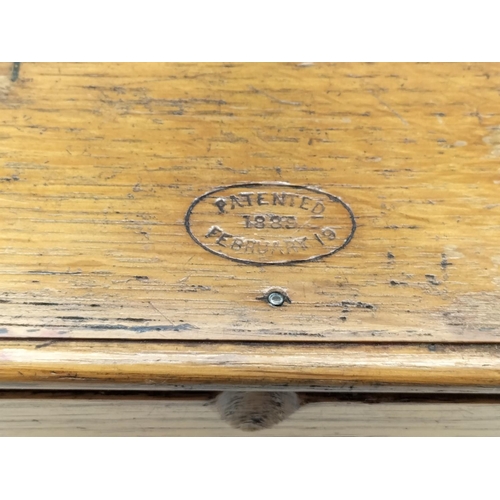 9 - Wooden Box containing Singer Sewing Machine Parts. Marked February 19th 1889 to Lid. 9cm High, 17cm ... 