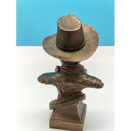 93 - Cold Cast Bronze Bust of John Wayne. 30cm Tall.