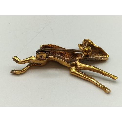 36 - 9ct Gold Deer Brooch. 5.4 Grams