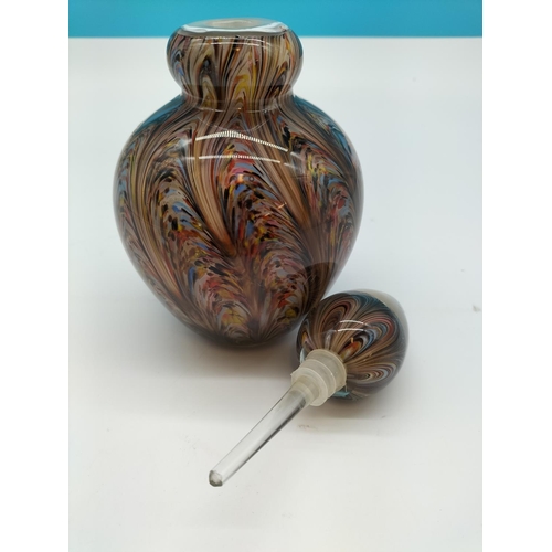 45 - Large 19cm Glass Perfume Bottle and Stopper in a Swirl Design.